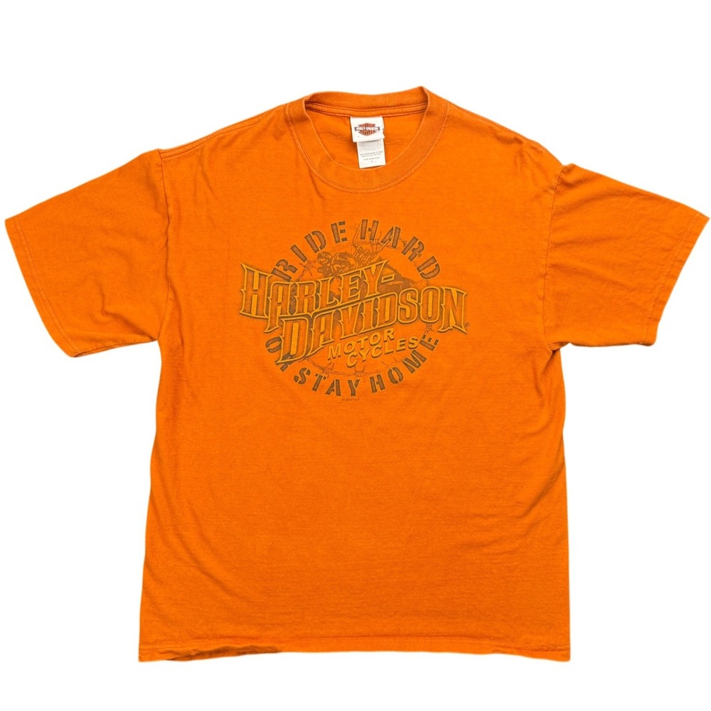 Harley Davidson Territorial Yuma AZ T Shirt‎ Large Made USA Orange 2010